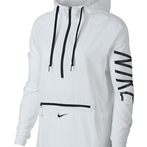 Nike Tops - Nike White Pullover Hoodie with Black Logo and Accents